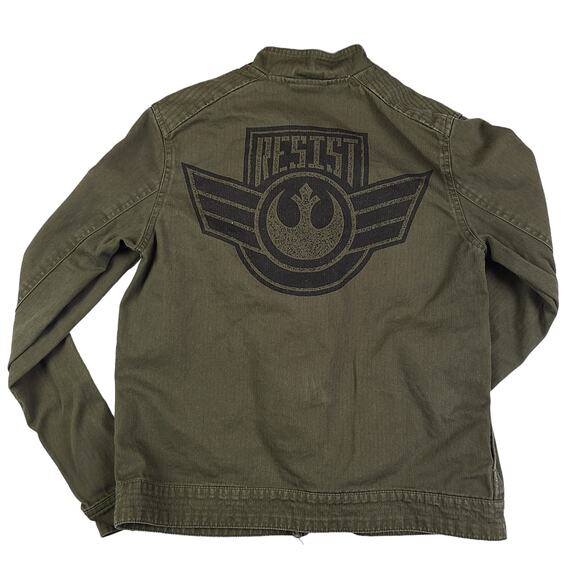 Disney Star Wars Galaxys Edge Resistance Logo Jacket Green Spire Outpost Size XS - Picture 2 of 6